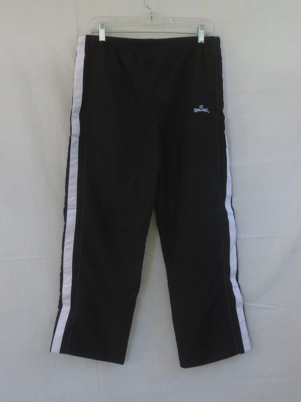 Spalding Track Pants Black White Reflective Pull On Fleece Lined Joggers Size L